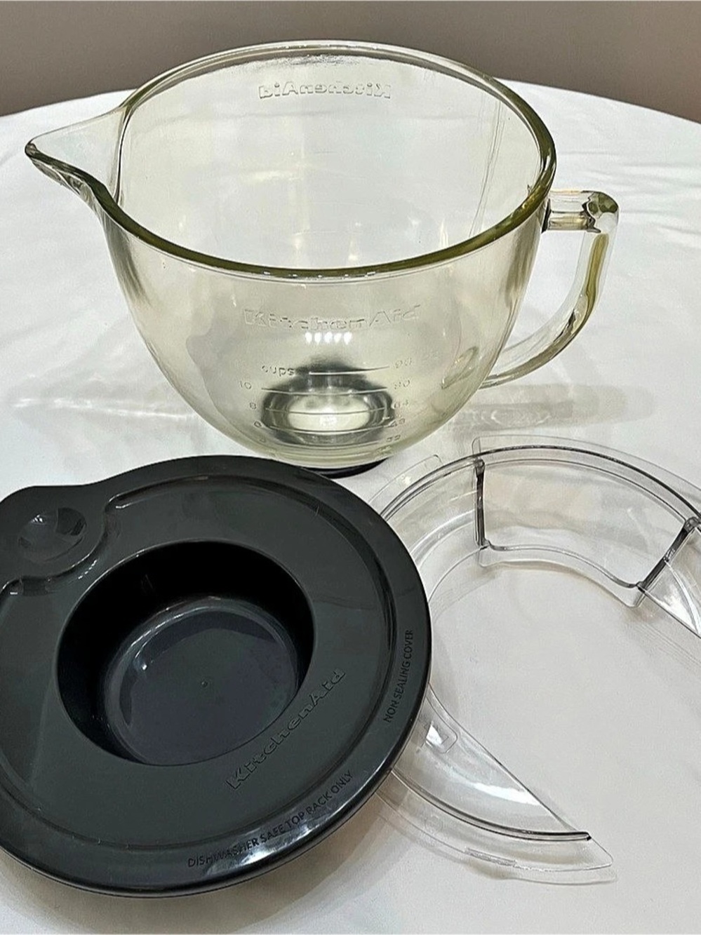 KitchenAid Glass Mixing Bowl with Charcoal Lid & Pouring Guard Set of 3 Pieces